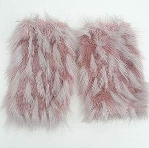 Kids Faux Fur Leg Warmers Pink Furry 12"